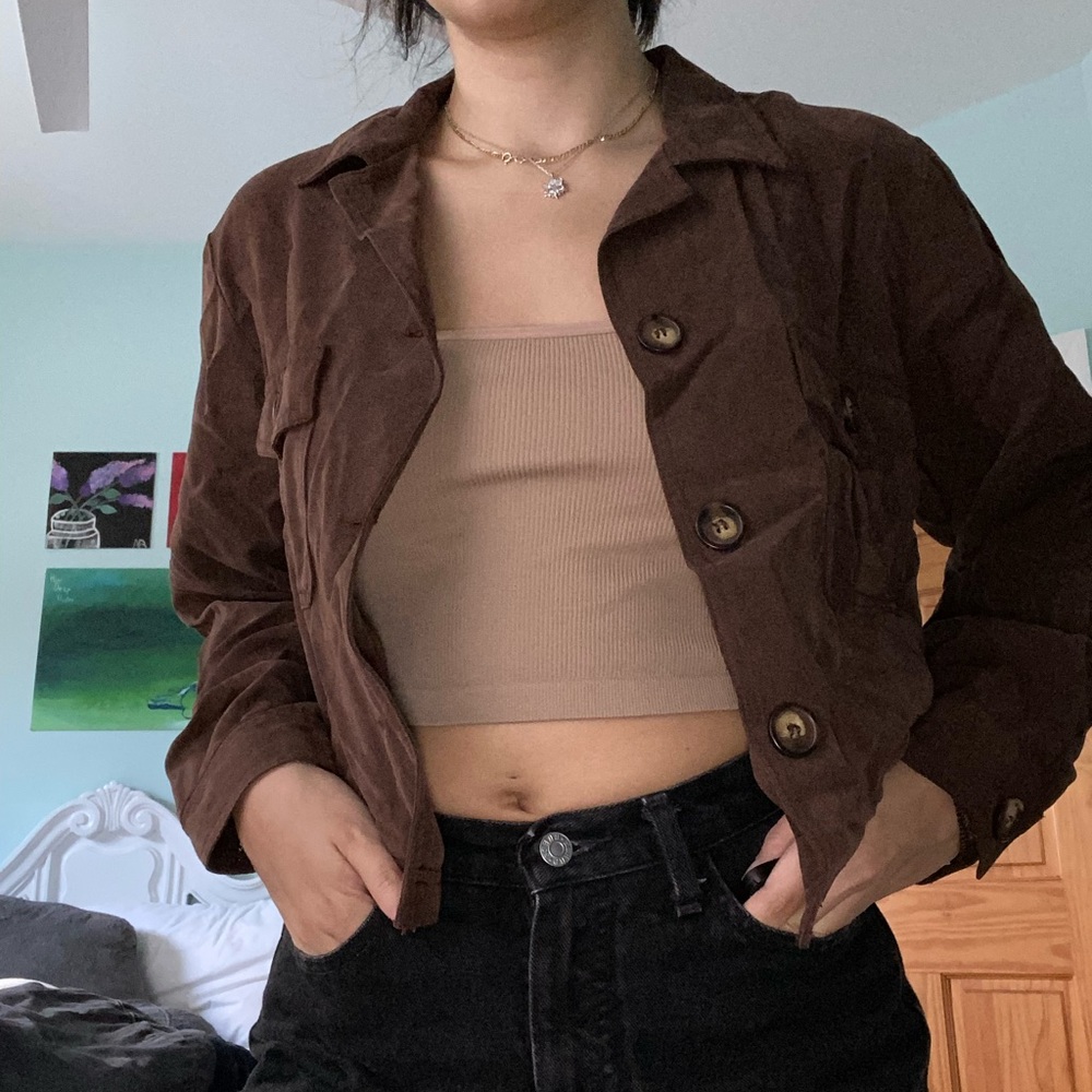 Brown Button Up Light Jacket - image 1